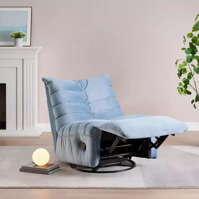 Fauteuil de relaxation moderne 61" avec poche latérale, capacité de charge 220lbs, chaise longue paresseuse en velours bleu lac