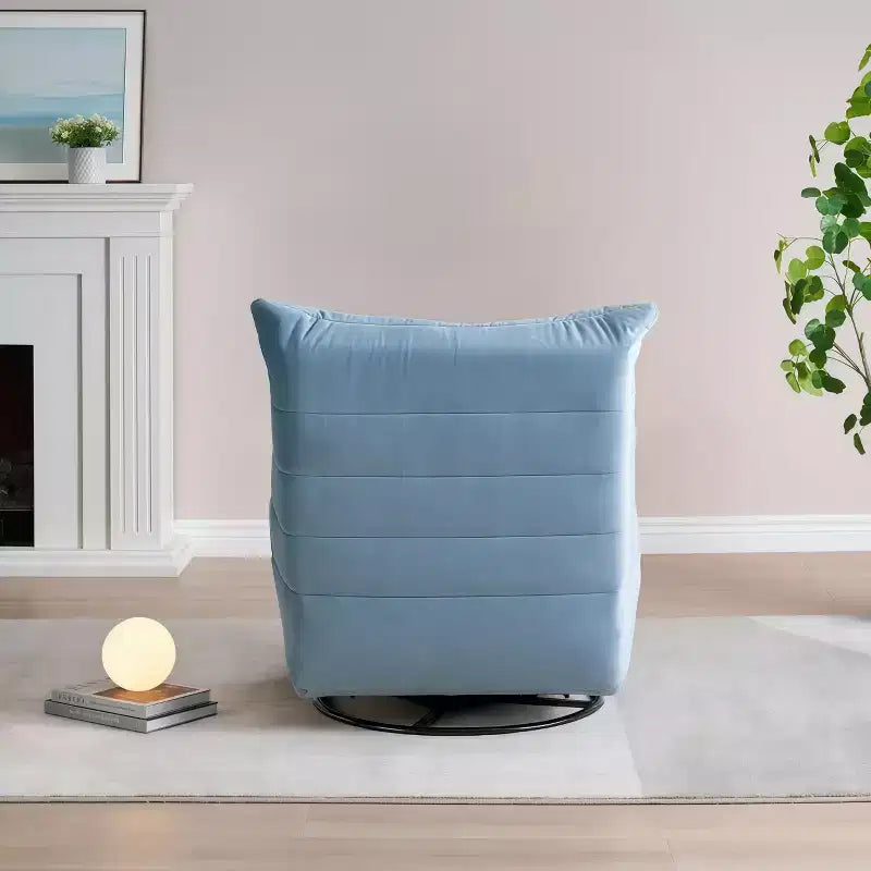 Fauteuil de relaxation moderne 61" avec poche latérale, capacité de charge 220lbs, chaise longue paresseuse en velours bleu lac