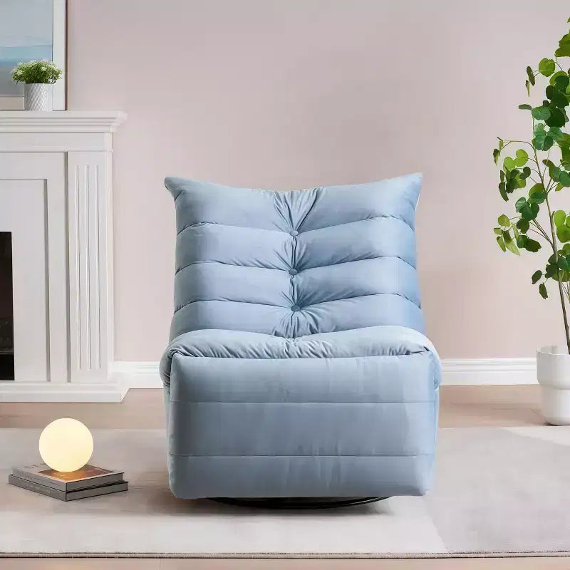 Fauteuil de relaxation moderne 61" avec poche latérale, capacité de charge 220lbs, chaise longue paresseuse en velours bleu lac