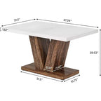Grande table à manger rectangulaire de ferme avec base de piédestal robuste, table de cuisine minimaliste pour salle à manger, coin-repas