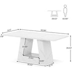 Grande table à manger rectangulaire de ferme avec base de piédestal robuste, table de cuisine minimaliste pour salle à manger, coin-repas