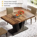 Grande table à manger rectangulaire de ferme avec base de piédestal robuste, table de cuisine minimaliste pour salle à manger, coin-repas