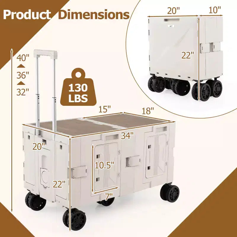 Grand chariot utilitaire pliable avec 2 caisses de rangement à 2 niveaux 5 roues rotatives Métal Noir/Rose/Blanc