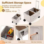 Grand chariot utilitaire pliable avec 2 caisses de rangement à 2 niveaux 5 roues rotatives Métal Noir/Rose/Blanc