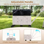Grand chariot utilitaire pliable avec 2 caisses de rangement à 2 niveaux 5 roues rotatives Métal Noir/Rose/Blanc