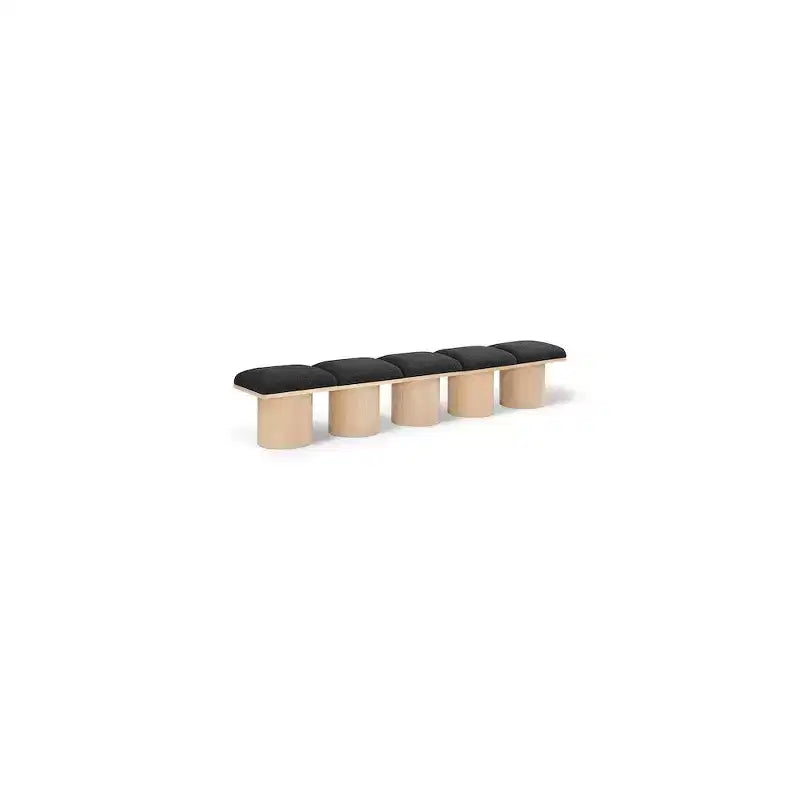 Meridian Furniture,Pavilion Black Boucle Fabric Bench