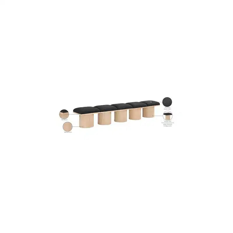 Banc en tissu bouclé noir Pavilion