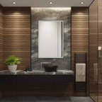 Miroir rectangulaire Houston 24 en aluminium et LED - LMR1003 - Argent/Blanc - Safavieh