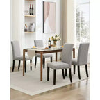 Chaises de salle à manger ergonomiques modernes rembourrées en tissu avec dossier incurvé, pieds en bois robustes pour salle à manger, cuisine, bureau