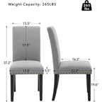 Chaises de salle à manger ergonomiques modernes rembourrées en tissu avec dossier incurvé, pieds en bois robustes pour salle à manger, cuisine, bureau
