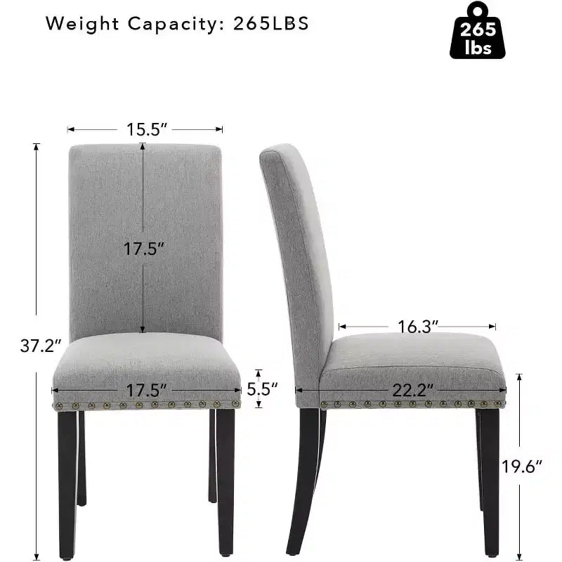 Chaises de salle à manger ergonomiques modernes rembourrées en tissu avec dossier incurvé, pieds en bois robustes pour salle à manger, cuisine, bureau