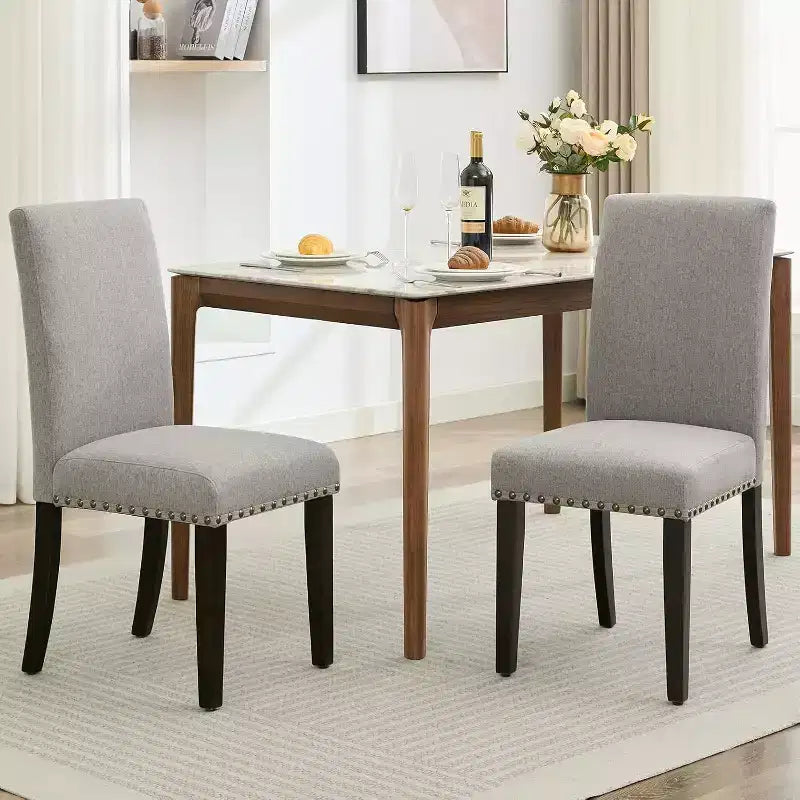 Chaises de salle à manger ergonomiques modernes rembourrées en tissu avec dossier incurvé, pieds en bois robustes pour salle à manger, cuisine, bureau