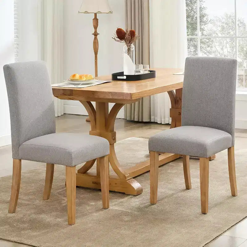 Chaises de salle à manger ergonomiques modernes rembourrées en tissu avec dossier incurvé, pieds en bois robustes pour salle à manger, cuisine, bureau