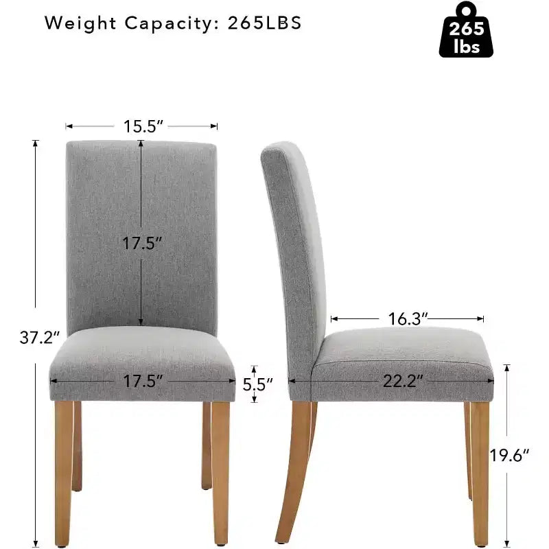Chaises de salle à manger ergonomiques modernes rembourrées en tissu avec dossier incurvé, pieds en bois robustes pour salle à manger, cuisine, bureau