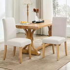 Chaises de salle à manger ergonomiques modernes rembourrées en tissu avec dossier incurvé, pieds en bois robustes pour salle à manger, cuisine, bureau