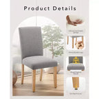 Chaises de salle à manger ergonomiques modernes rembourrées en tissu avec dossier incurvé, pieds en bois robustes pour salle à manger, cuisine, bureau