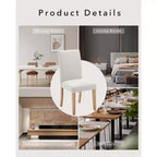 Chaises de salle à manger ergonomiques modernes rembourrées en tissu avec dossier incurvé, pieds en bois robustes pour salle à manger, cuisine, bureau