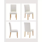 Chaises de salle à manger ergonomiques modernes rembourrées en tissu avec dossier incurvé, pieds en bois robustes pour salle à manger, cuisine, bureau