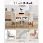 Chaises de salle à manger ergonomiques modernes rembourrées en tissu avec dossier incurvé, pieds en bois robustes pour salle à manger, cuisine, bureau