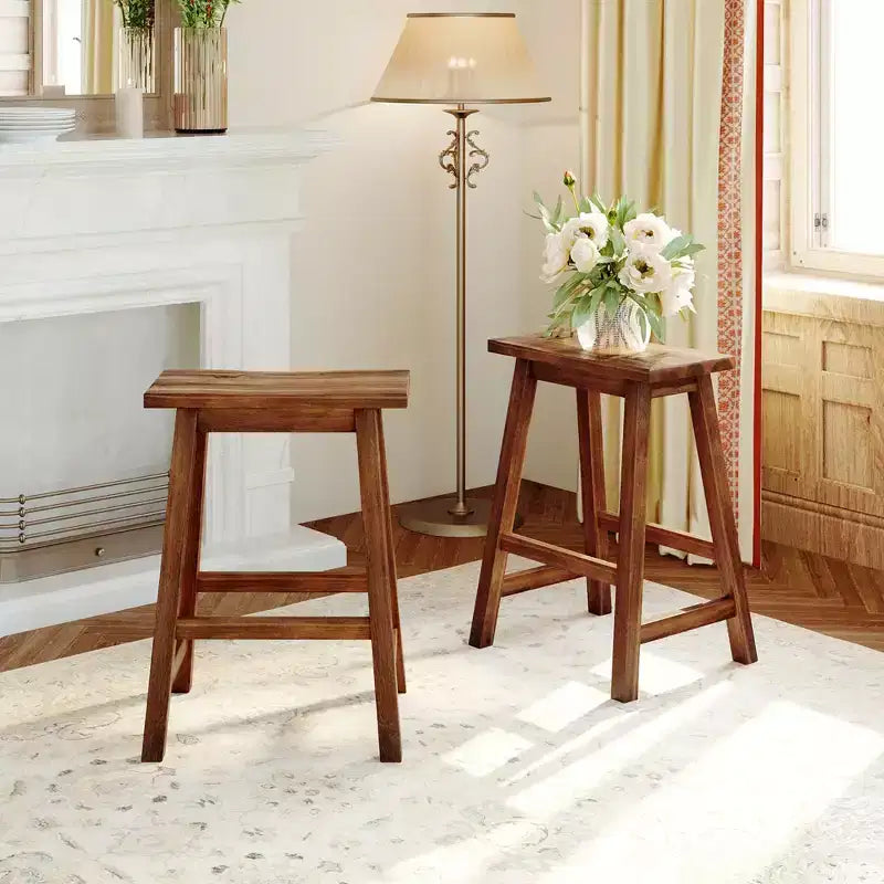 Îlot de cuisine rustique : table en bois massif 45", 2 places, étagères ouvertes – Gain de place