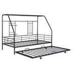 Lit de repos cabane avec lit gigogne et étagère de rangement, cadre de lit robuste pour enfants, adolescents et adultes