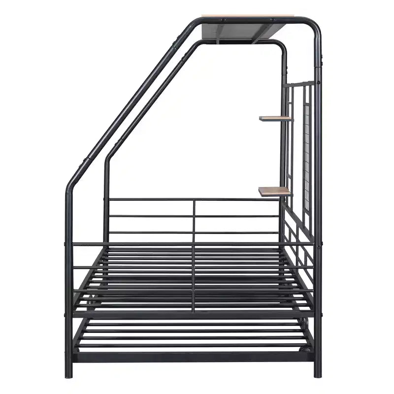 Lit de repos cabane avec lit gigogne et étagère de rangement, cadre de lit robuste pour enfants, adolescents et adultes