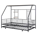 Lit de repos cabane avec lit gigogne et étagère de rangement, cadre de lit robuste pour enfants, adolescents et adultes