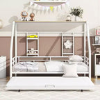 Lit de repos cabane avec lit gigogne et étagère de rangement, cadre de lit robuste pour enfants, adolescents et adultes