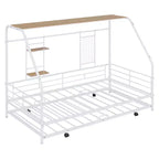 Lit de repos cabane avec lit gigogne et étagère de rangement, cadre de lit robuste pour enfants, adolescents et adultes