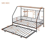 Lit de repos cabane avec lit gigogne et étagère de rangement, cadre de lit robuste pour enfants, adolescents et adultes