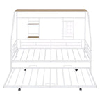 Lit de repos cabane avec lit gigogne et étagère de rangement, cadre de lit robuste pour enfants, adolescents et adultes