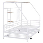 Lit de repos cabane avec lit gigogne et étagère de rangement, cadre de lit robuste pour enfants, adolescents et adultes
