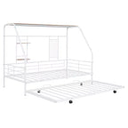 Lit de repos cabane avec lit gigogne et étagère de rangement, cadre de lit robuste pour enfants, adolescents et adultes