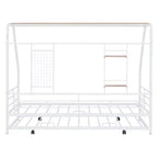 Lit de repos cabane avec lit gigogne et étagère de rangement, cadre de lit robuste pour enfants, adolescents et adultes