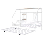 Lit de repos cabane avec lit gigogne et étagère de rangement, cadre de lit robuste pour enfants, adolescents et adultes