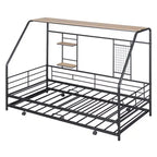 Lit de repos cabane avec lit gigogne et étagère de rangement, cadre de lit robuste pour enfants, adolescents et adultes