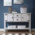 Hostack 48'' Solid Wood Console Table with 2 Drawers and Cabinets for Living and Dining Room, Antique White
