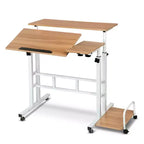 Bureau mobile compact de 31,50 pouces avec roulettes - Poste de travail informatique assis-debout réglable en hauteur, bureau ergonomique roulant pour le bureau à domicile