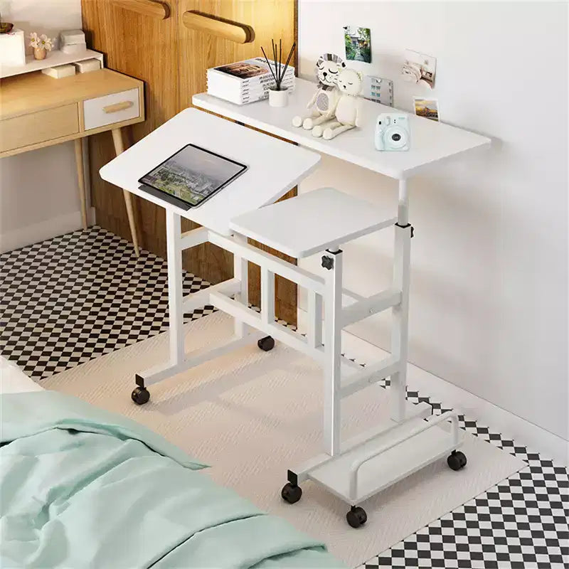 Bureau mobile compact de 31,50 pouces avec roulettes - Poste de travail informatique assis-debout réglable en hauteur, bureau ergonomique roulant pour le bureau à domicile