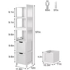 Meuble de rangement haut et étroit pour salle de bain de 145 cm avec étagères et tiroirs, organisateur de tour étanche