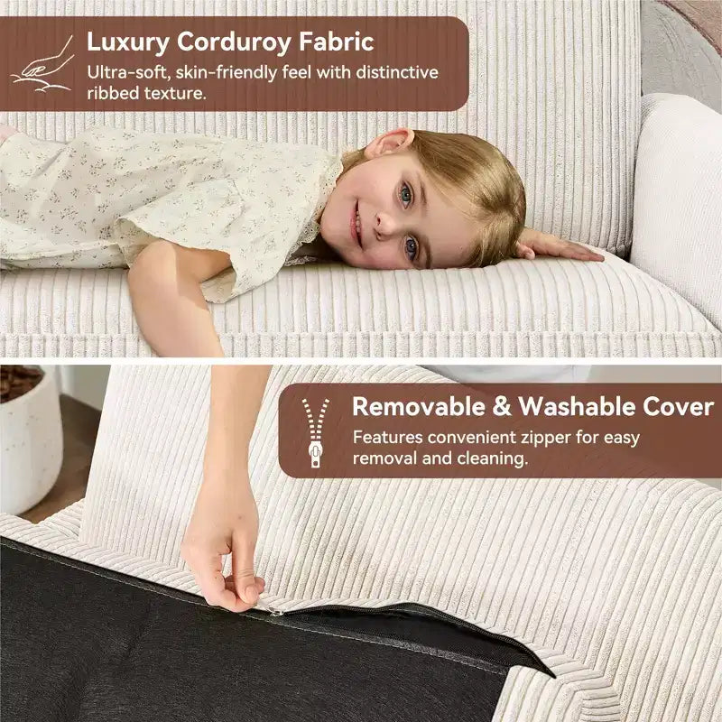 Causeuse, coussin en mousse à mémoire de forme avec assemblage sans outils, design moderne du milieu du siècle pour petits espaces