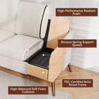 Causeuse, coussin en mousse à mémoire de forme avec assemblage sans outils, design moderne du milieu du siècle pour petits espaces