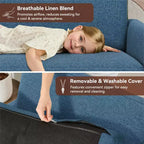 Causeuse, coussin en mousse à mémoire de forme avec assemblage sans outils, design moderne du milieu du siècle pour petits espaces