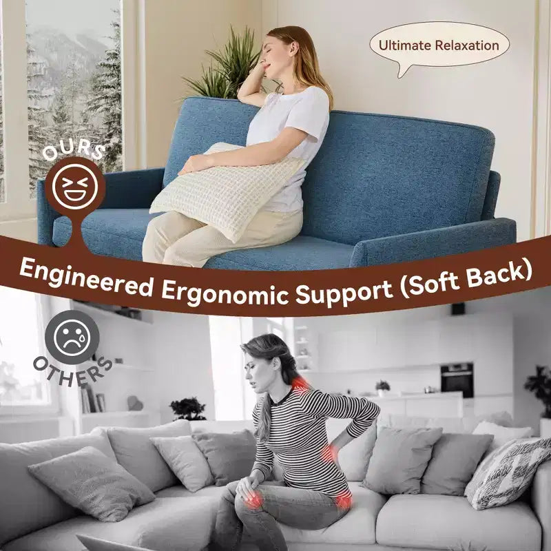 Causeuse, coussin en mousse à mémoire de forme avec assemblage sans outils, design moderne du milieu du siècle pour petits espaces