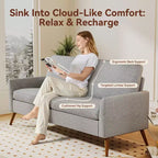 Causeuse, coussin en mousse à mémoire de forme avec assemblage sans outils, design moderne du milieu du siècle pour petits espaces