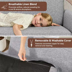Causeuse, coussin en mousse à mémoire de forme avec assemblage sans outils, design moderne du milieu du siècle pour petits espaces