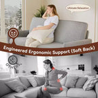 Causeuse, coussin en mousse à mémoire de forme avec assemblage sans outils, design moderne du milieu du siècle pour petits espaces