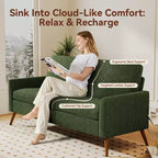 Causeuse, coussin en mousse à mémoire de forme avec assemblage sans outils, design moderne du milieu du siècle pour petits espaces
