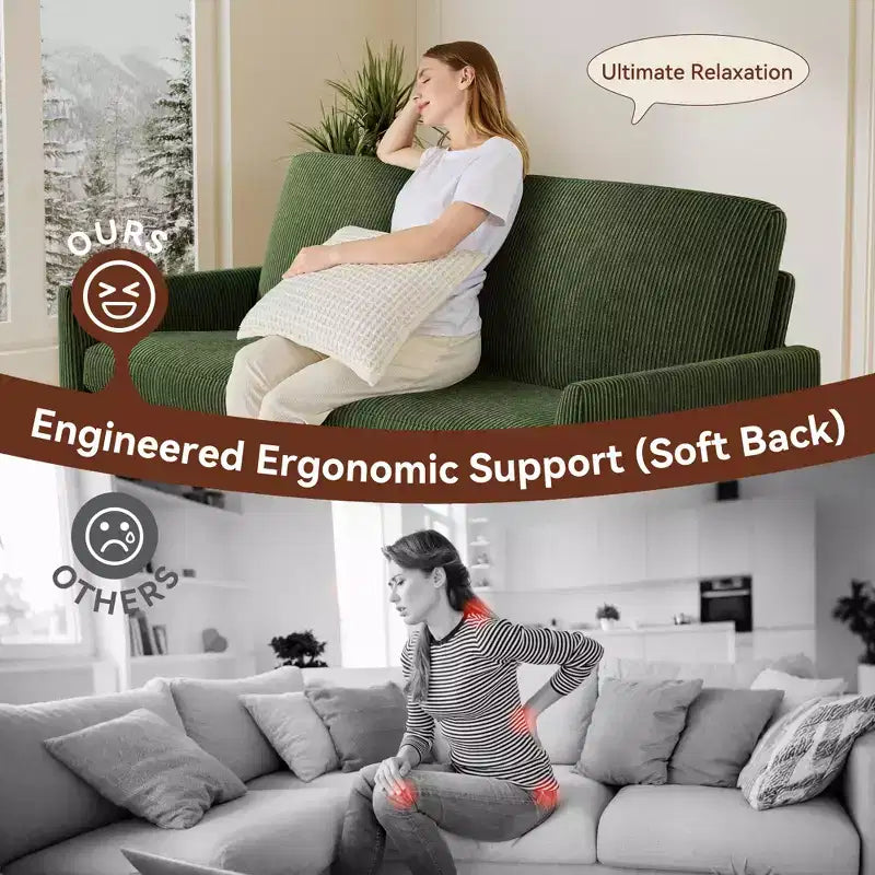 Causeuse, coussin en mousse à mémoire de forme avec assemblage sans outils, design moderne du milieu du siècle pour petits espaces