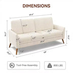 Causeuse, coussin en mousse à mémoire de forme avec assemblage sans outils, design moderne du milieu du siècle pour petits espaces